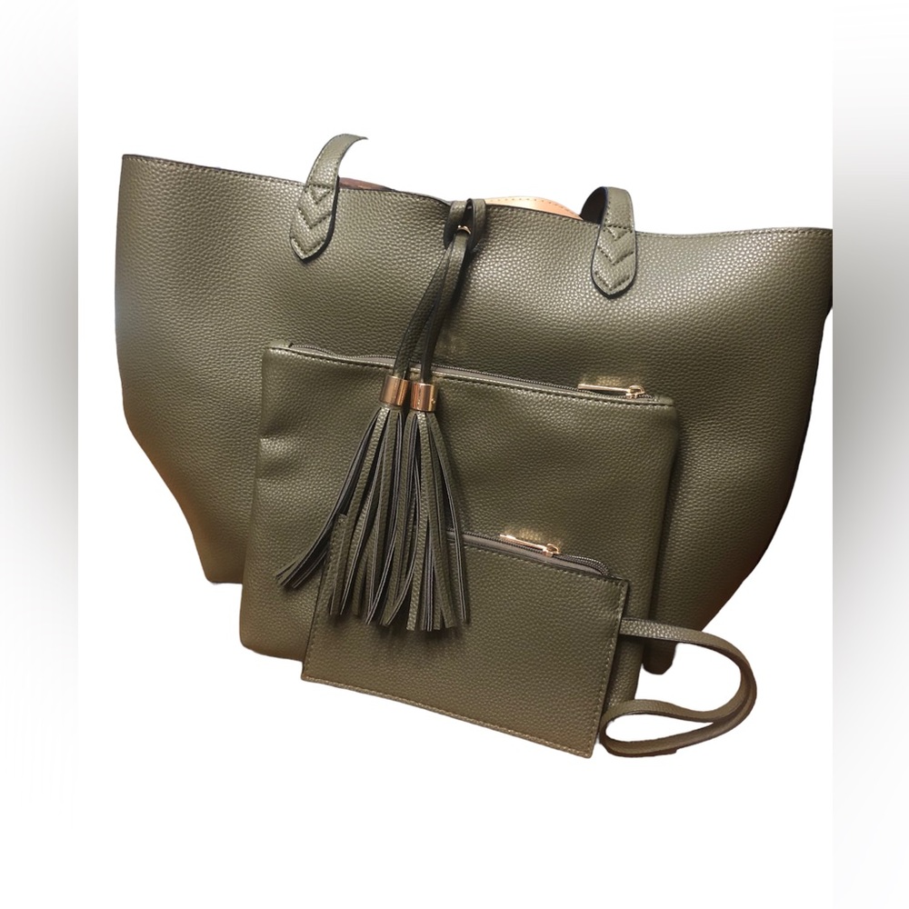 Set of 3 Bags. Olive Green
